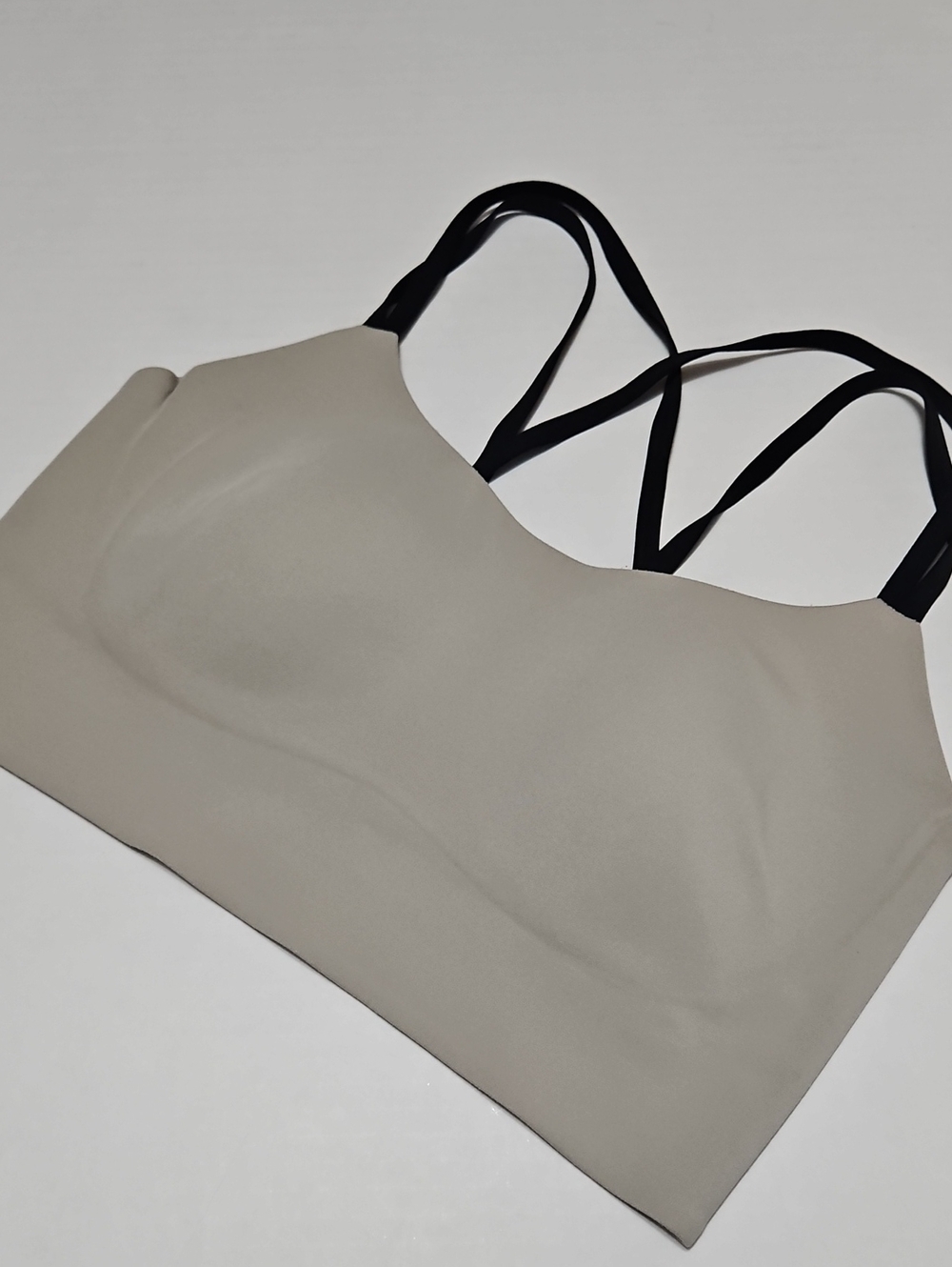 Aerie Offline Seamless Foam-Cupped Bralette W/ Strappy Black Back - Taupe Size L